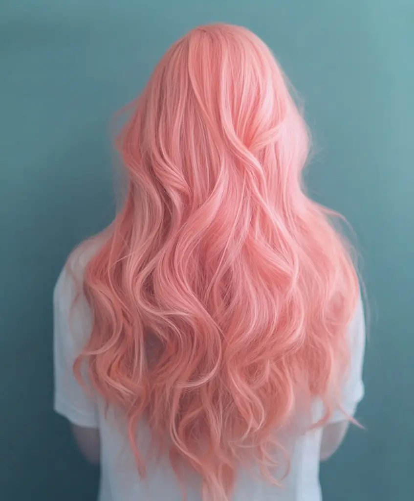 Coral pink mermaid waves 