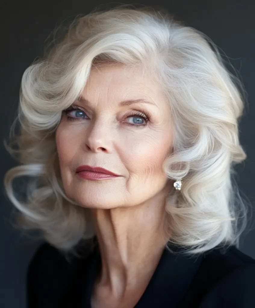 Older woman with soft waves and a side part