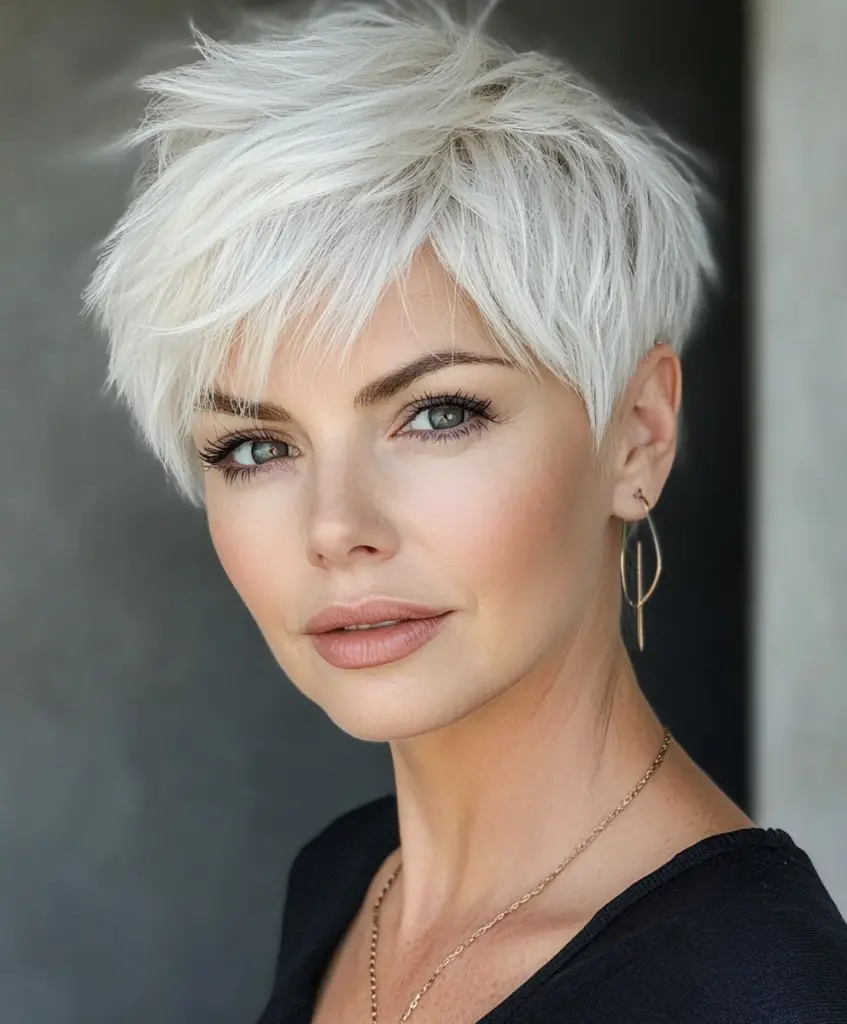 Textured pixie cut for older women with thinner hair