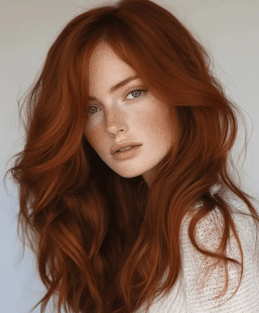 Auburn copper hair with deep warm tones