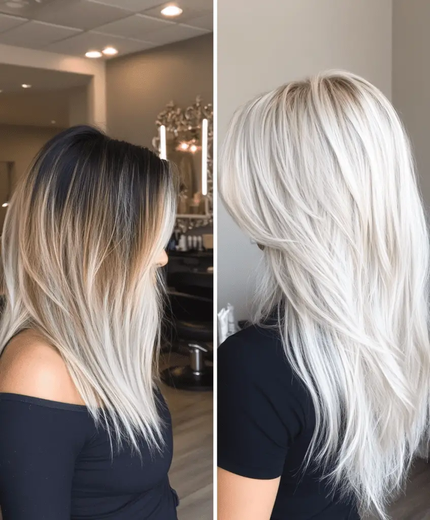 Platinum Blonde with Dark Roots Transformation