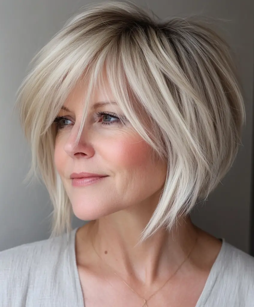 Textured side-swept bob for fine hair