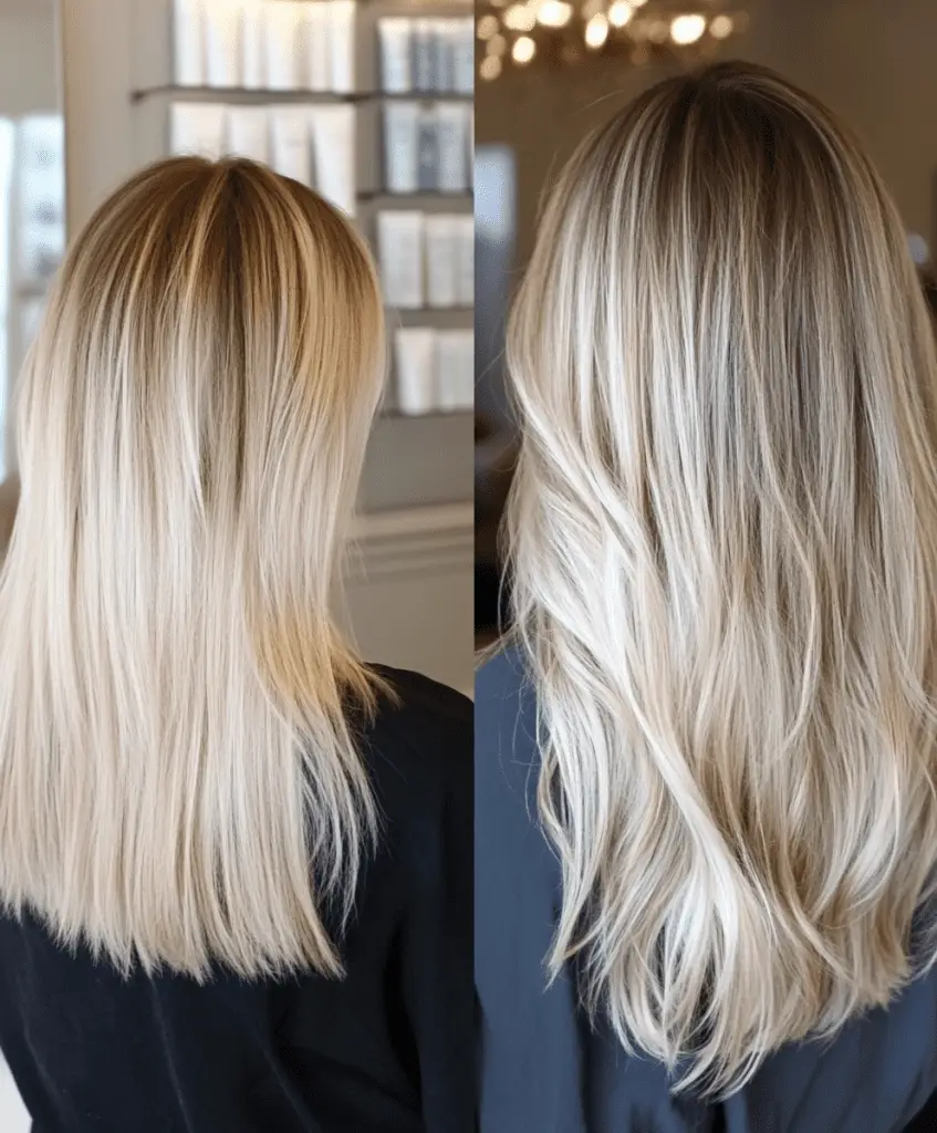 Beige Blonde Highlights Transformation