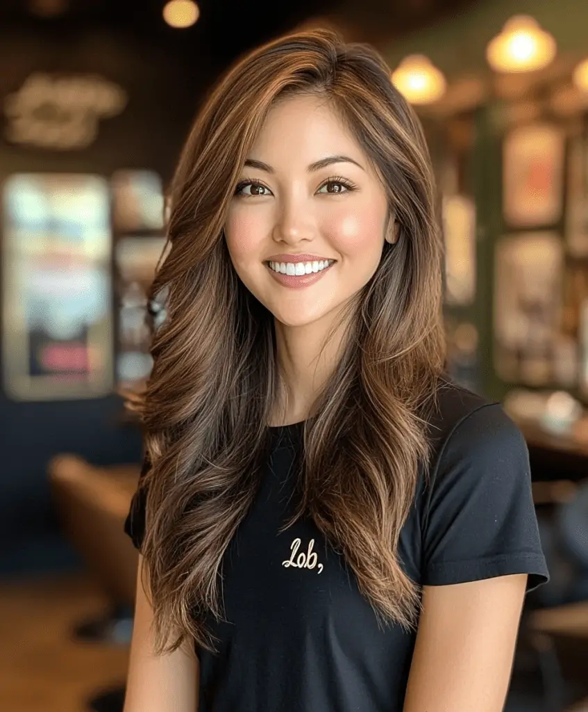 Image of a woman with a long lob haircut