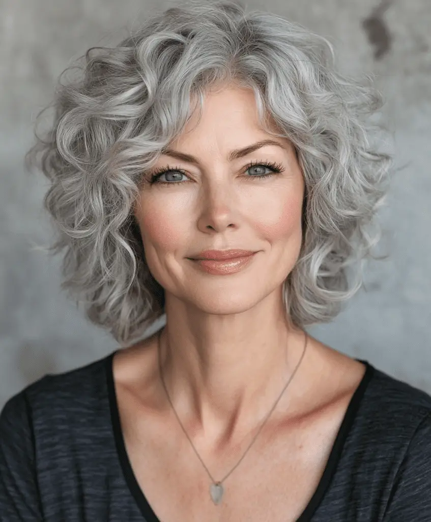 Curly Shag Cut for Women Over 60