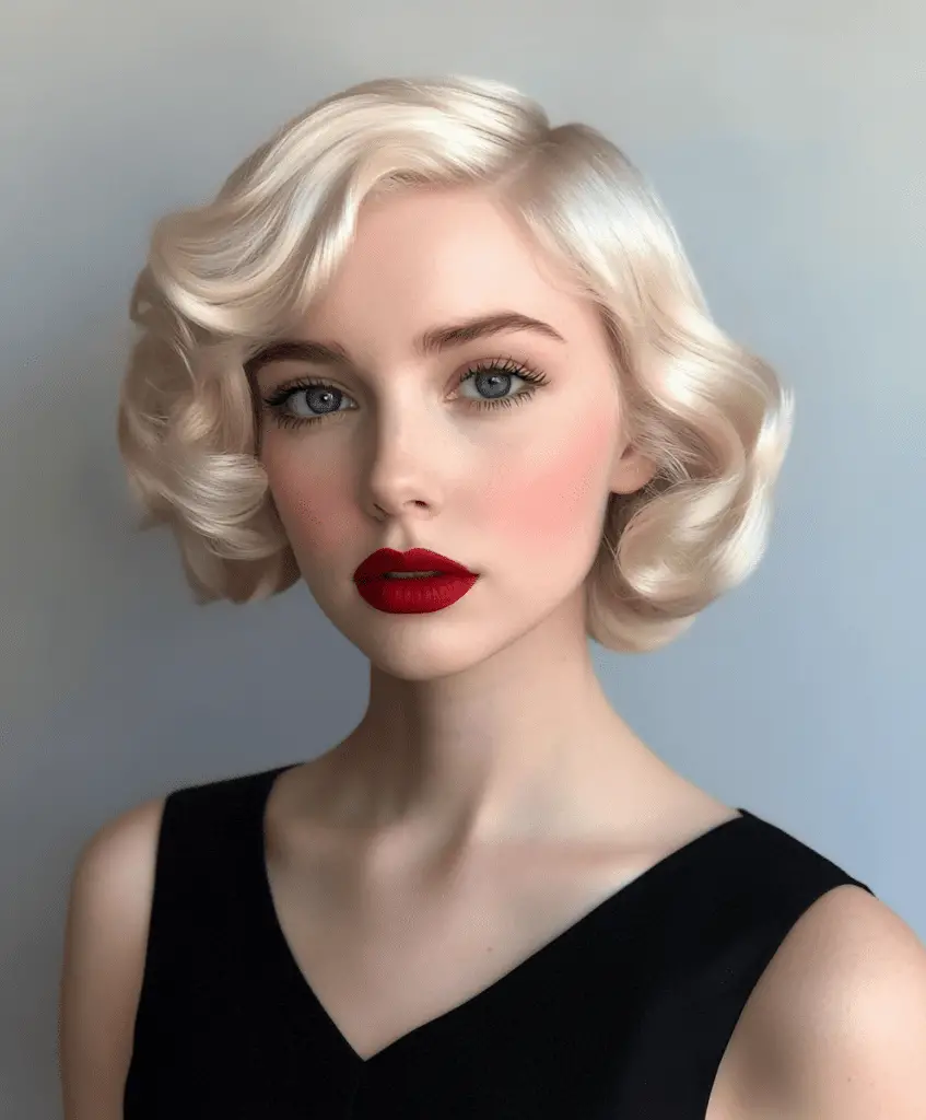 Retro platinum blonde finger waves