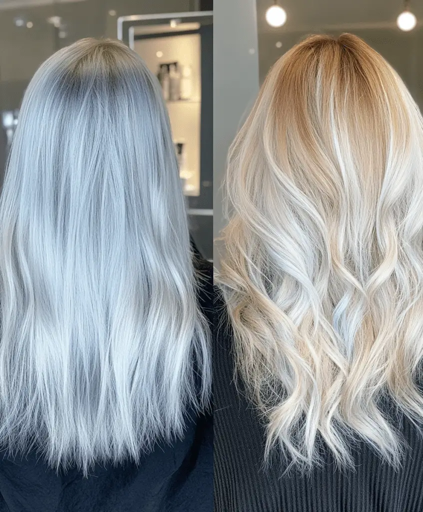 Icy Blue-Toned Blonde Transformation