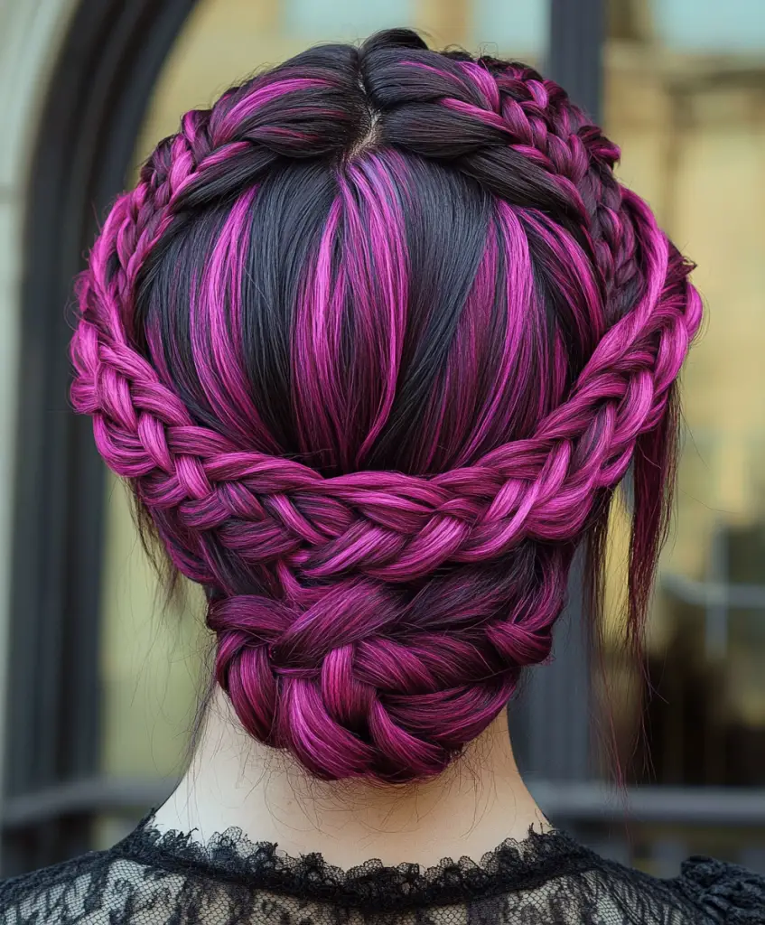 Hot pink braided crown 