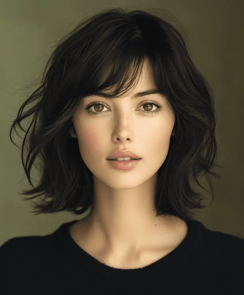 Classic bob cut with wispy bangs