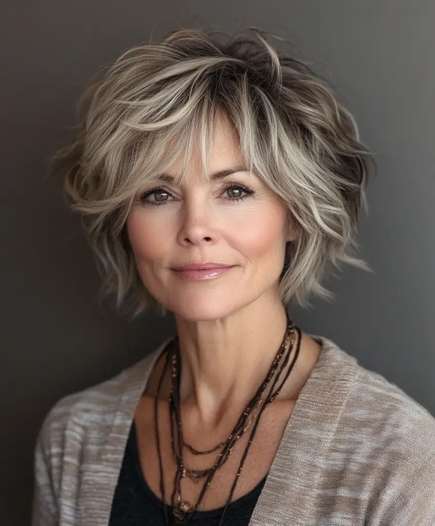 Layered pixie cut for older women