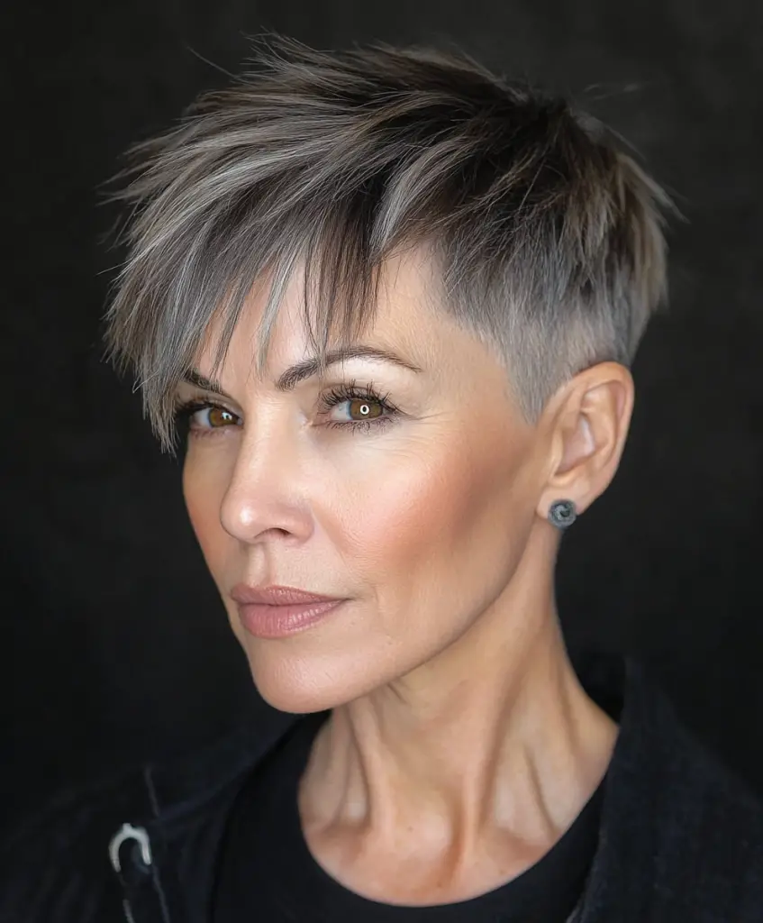 Short cut with undercut for older women