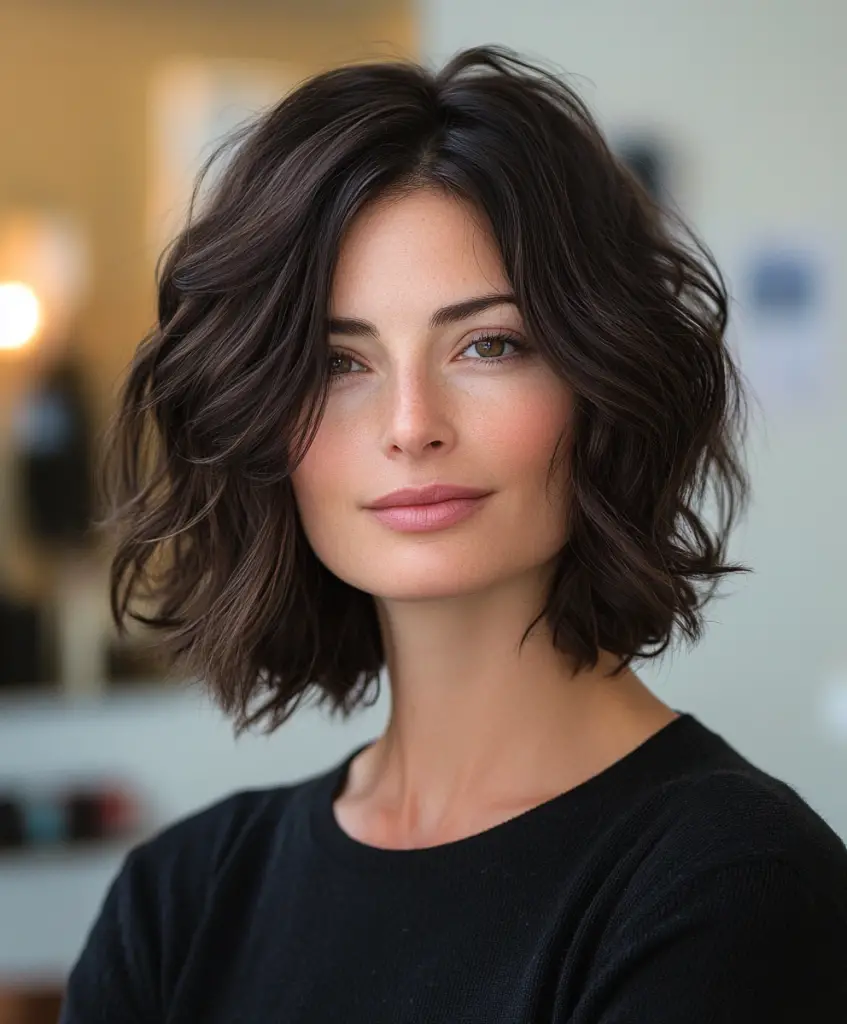 Layered mid-length curls for older women