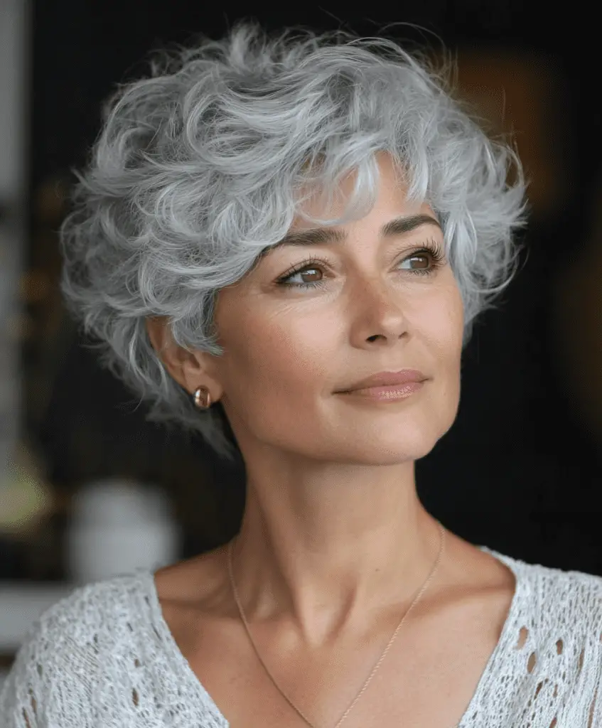 Curly Tapered Cut for Women Over 60