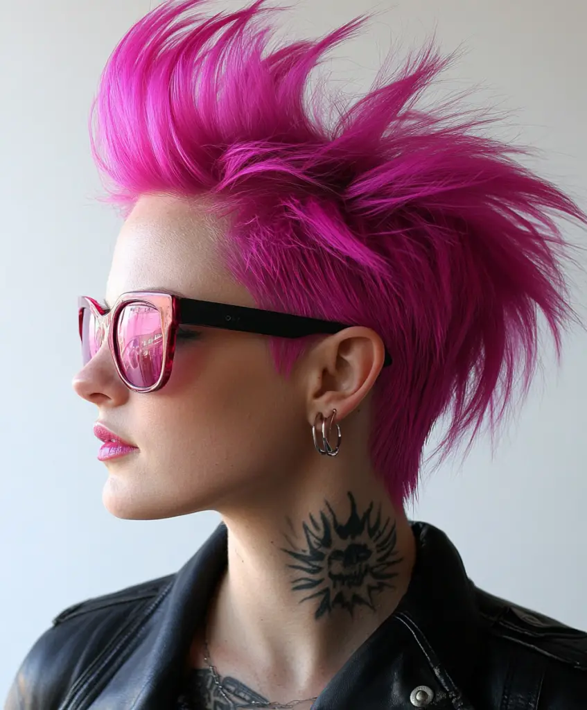 Magenta mohawk fade 