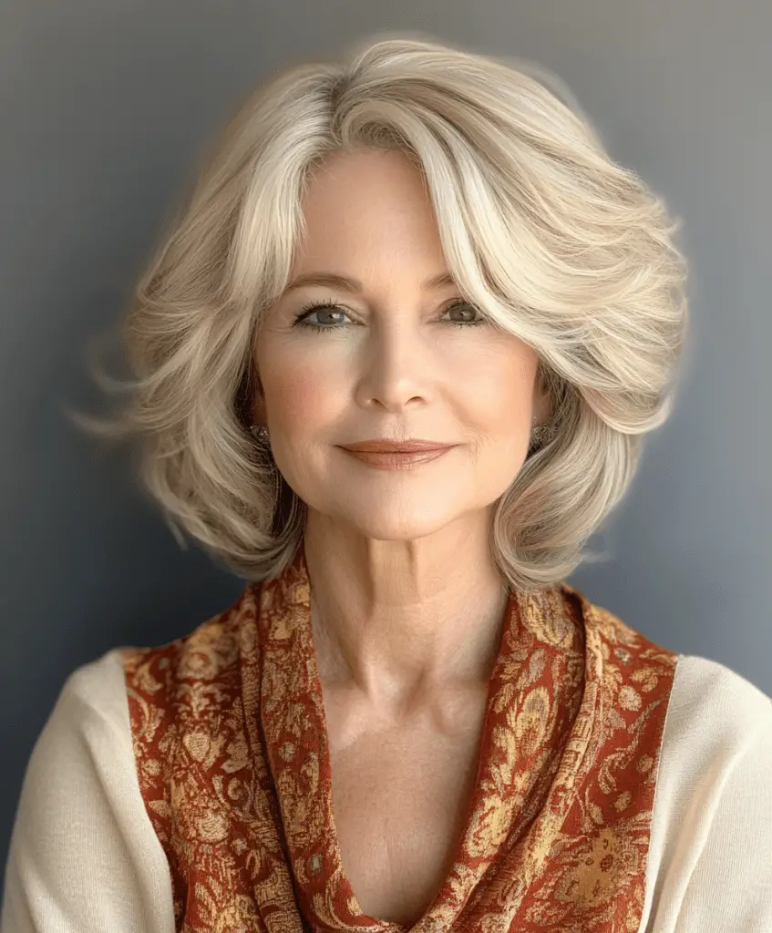 Blonde Layered Bob for Women Over 60