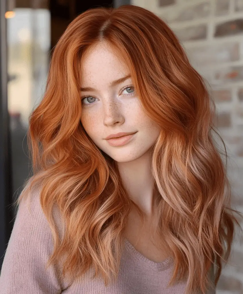 Copper hair with soft lavender highlights