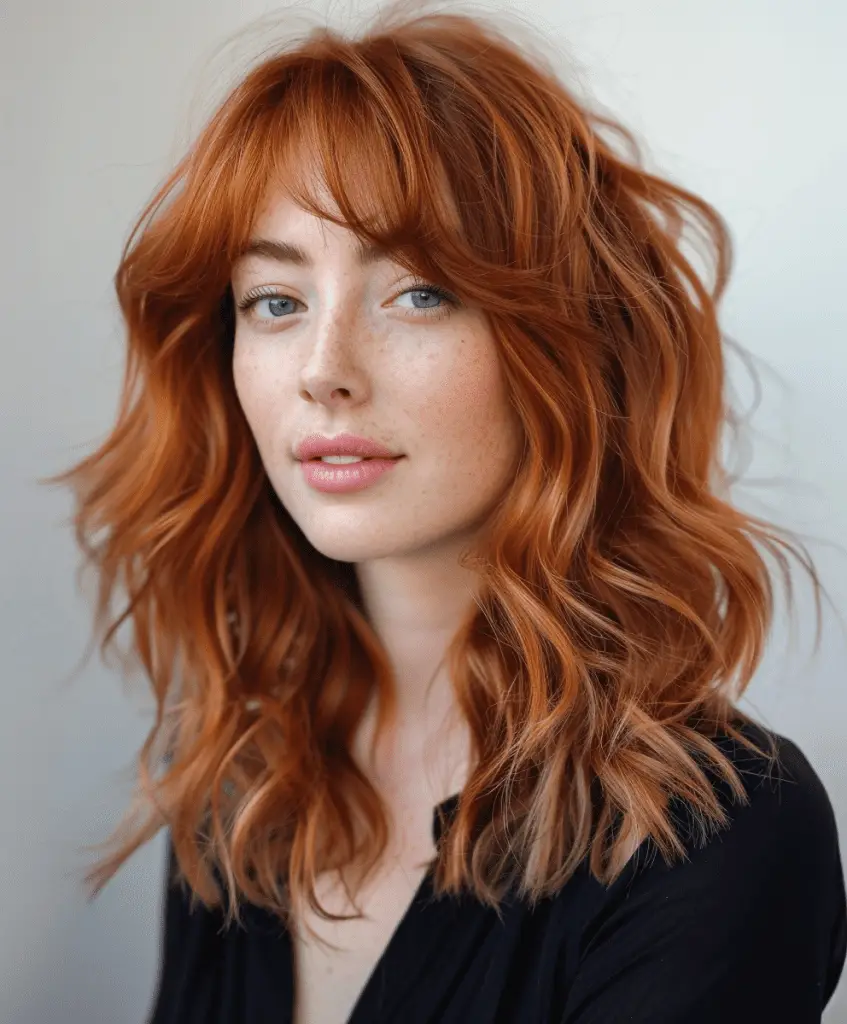 Warm copper and deep sienna melt hair color