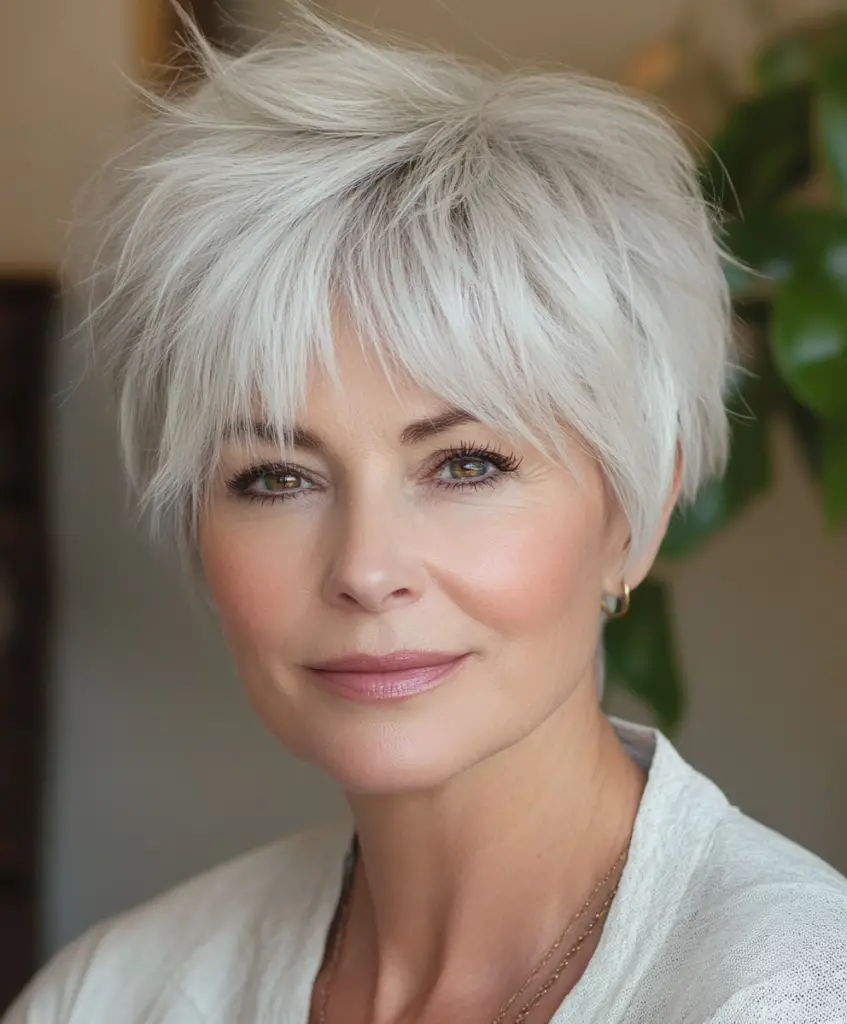 Feathered pixie cut for women over 60