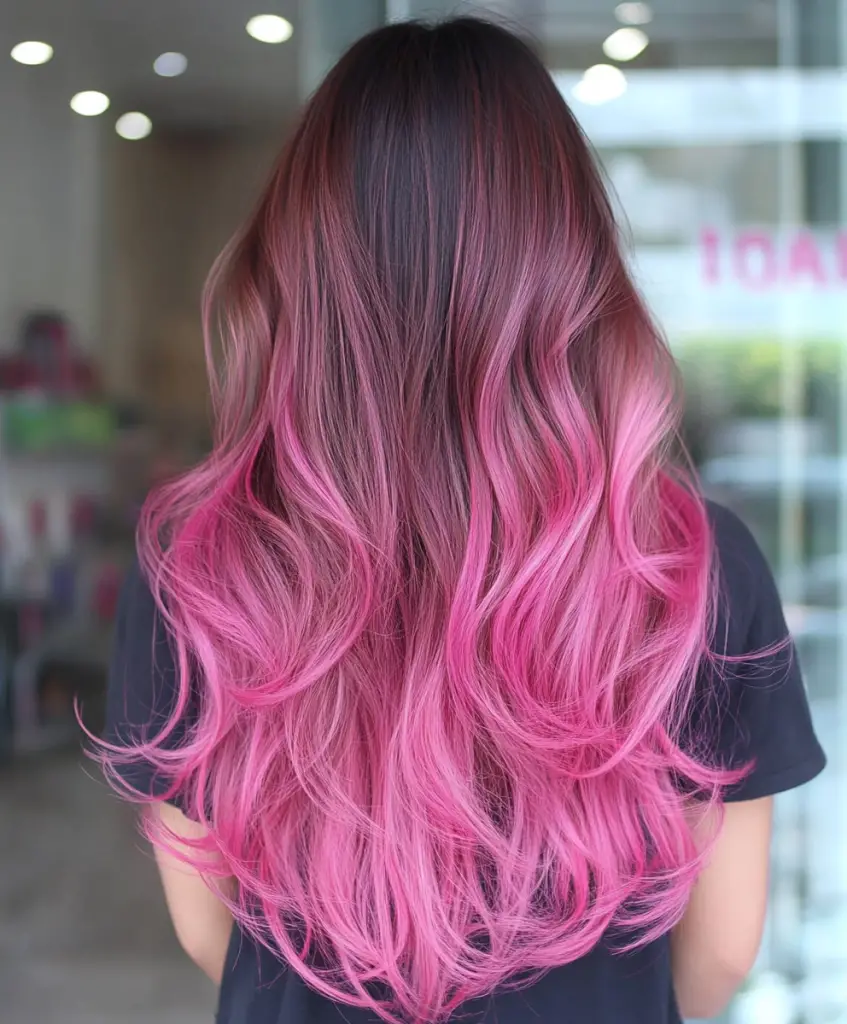 Rosewood pink ombre waves