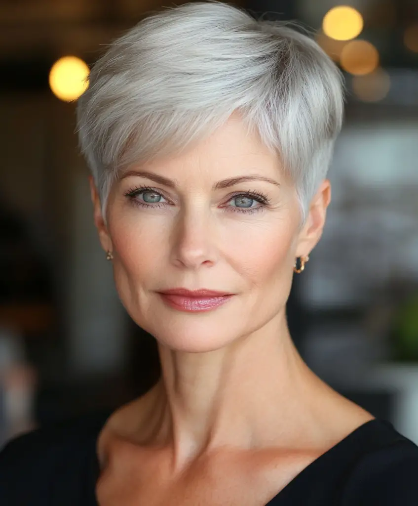 Smooth sleek pixie cut for fine hair