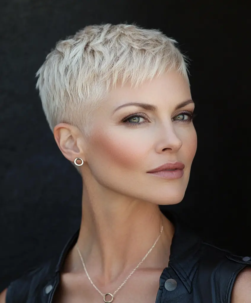 Sleek pixie cut for older women