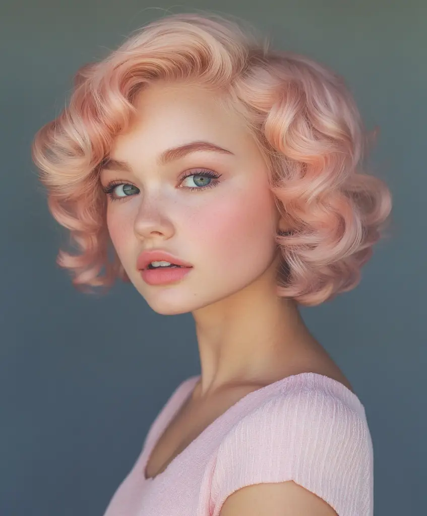 Pastel pink pin-up curls 