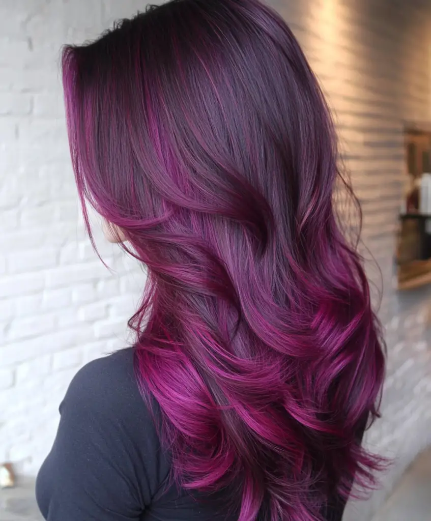 Magenta color melt long layers 