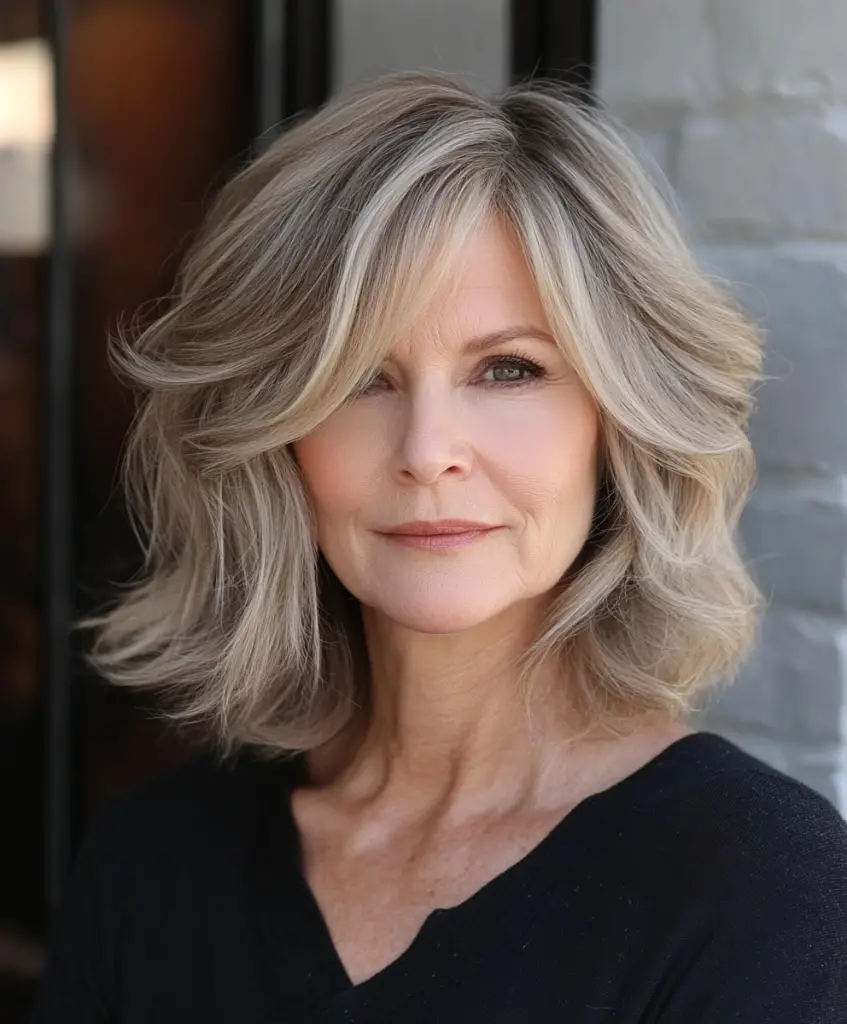 Softly layered lob hairstyle for fine hair