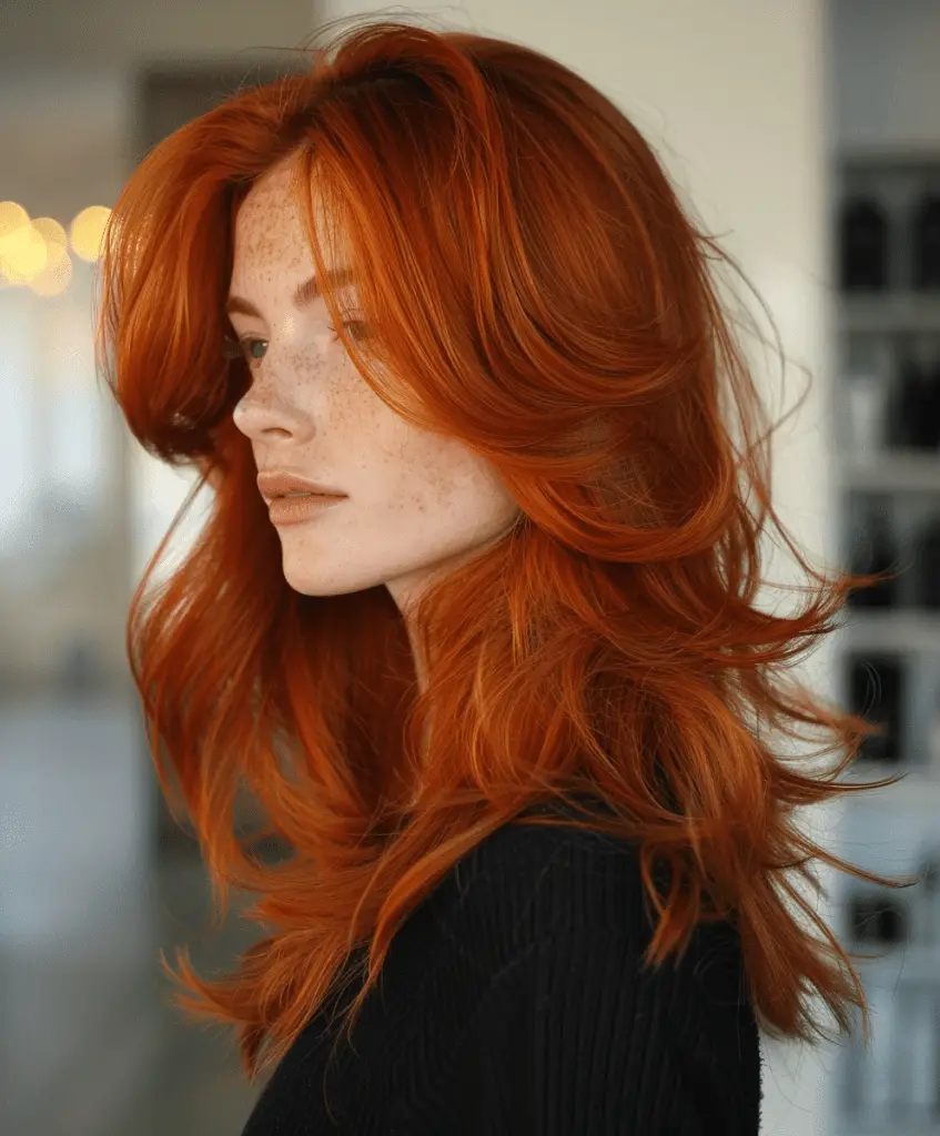 Bold copper fire hair with bright red hues