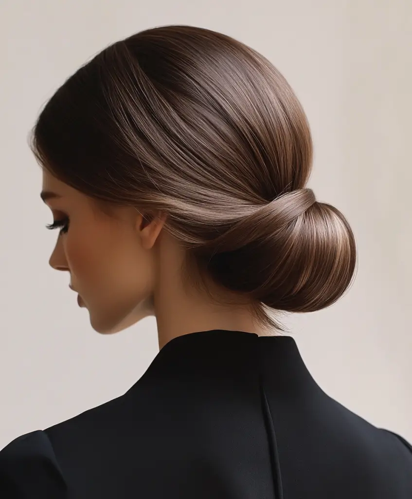 Polished and professional low bun hairstyles for women over 40