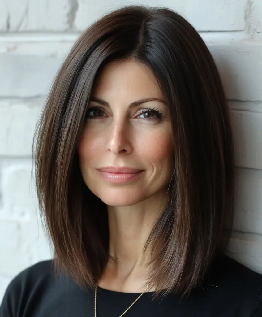 Classic lob hairstyle for older women