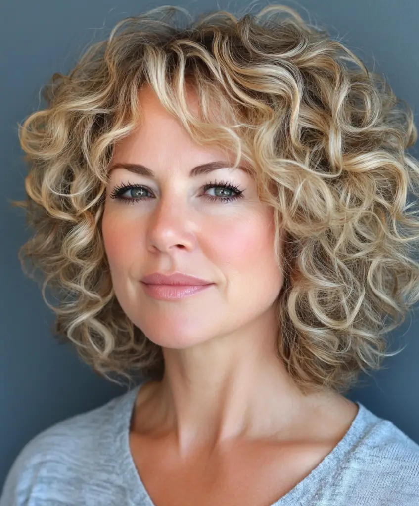 Curly hairstyles with highlights