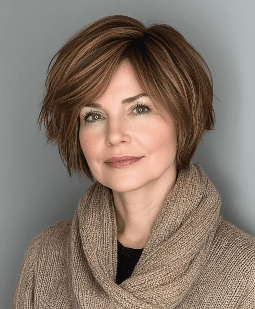 Short Bob with Wispy Layers for Women Over 60