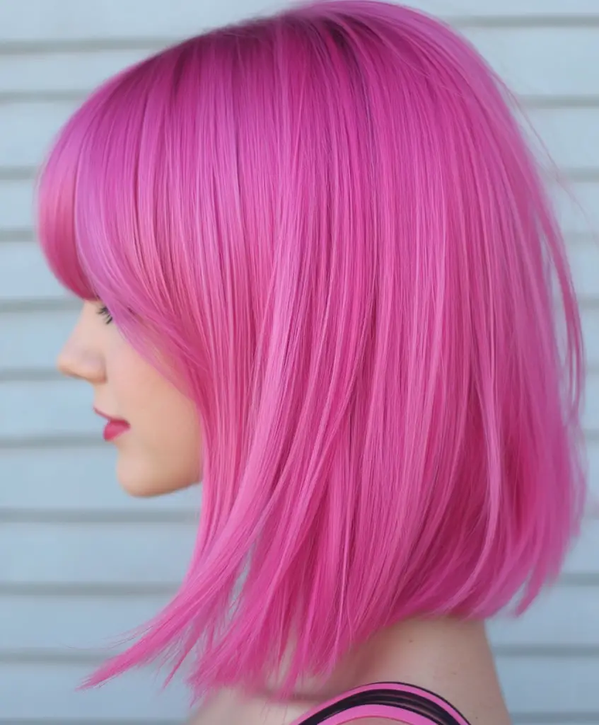 Flamingo pink flipped bob 