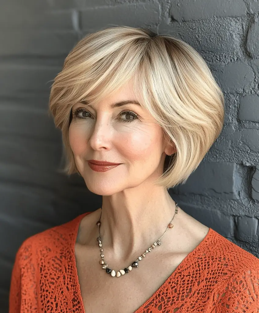 Blonde Choppy Bob for Women Over 60