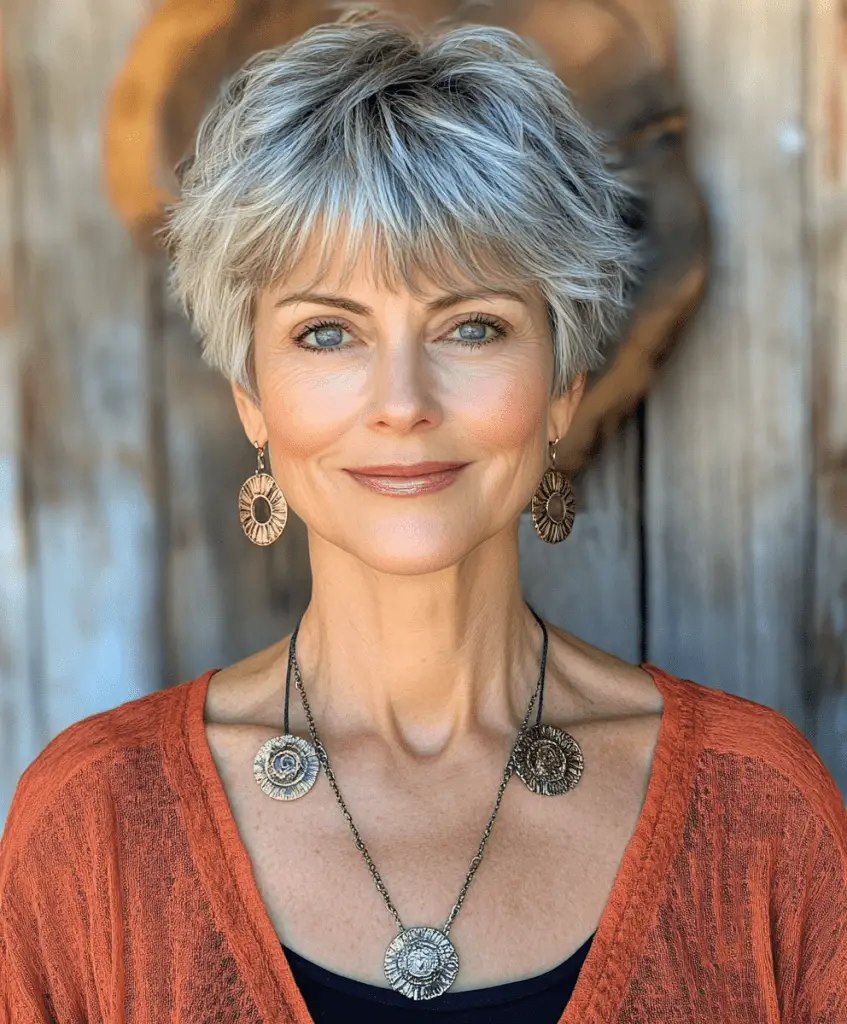 Short Pixie with Fringe for Women Over 60