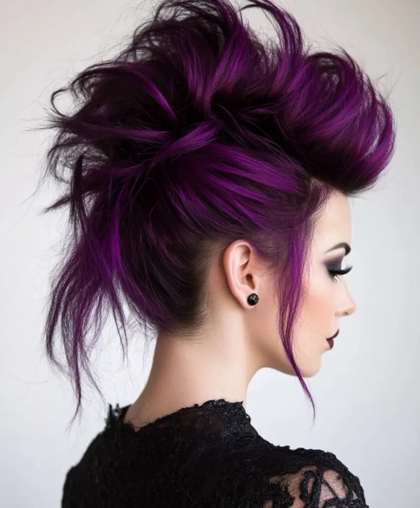 Magenta mohawk updo 