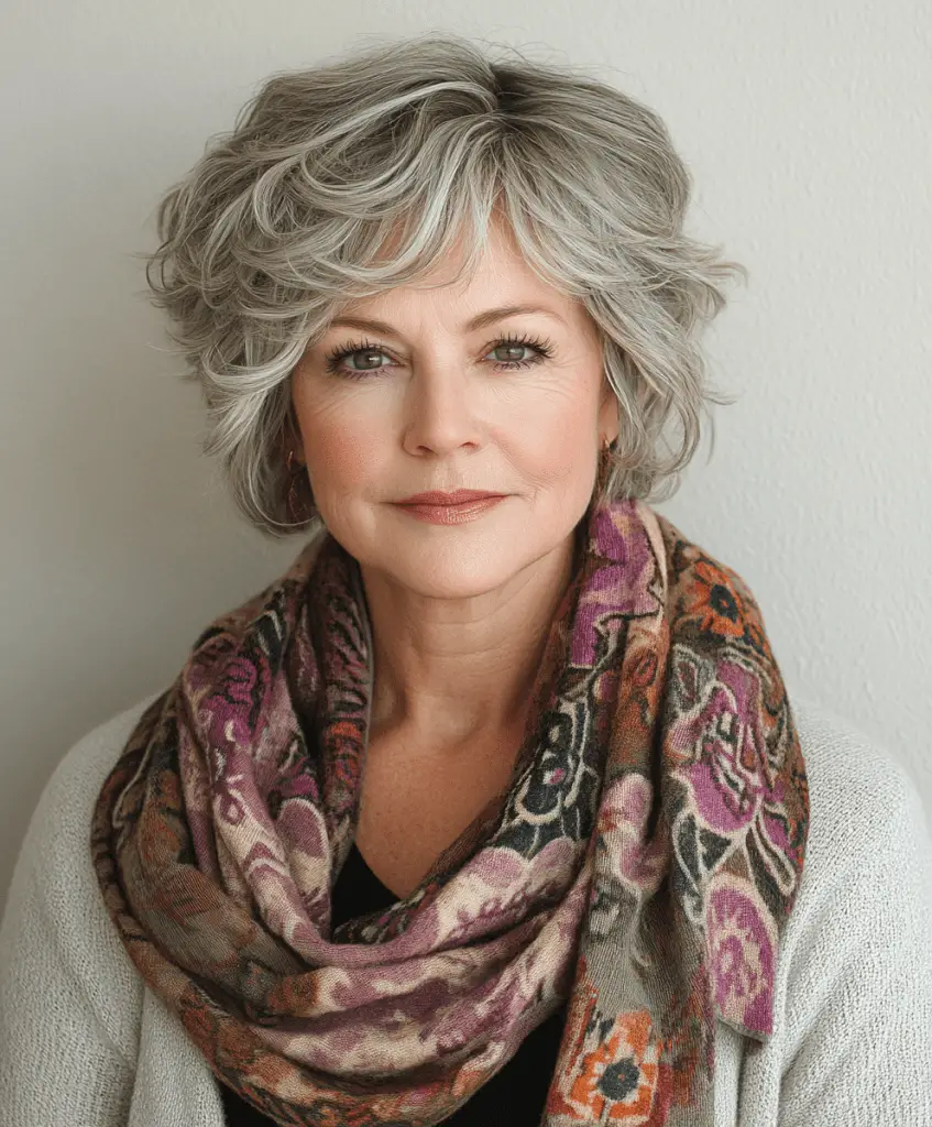 Layered Pixie with Side Bangs for Women Over 60