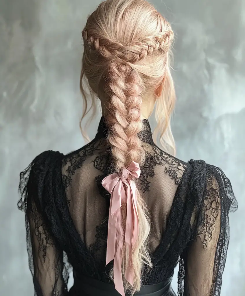 Rosé pink ribbon braid 