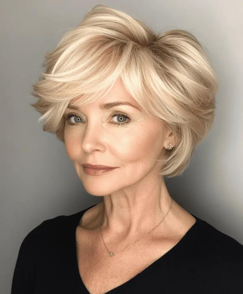 Soft Blonde Pixie with Layers for Women Over 60