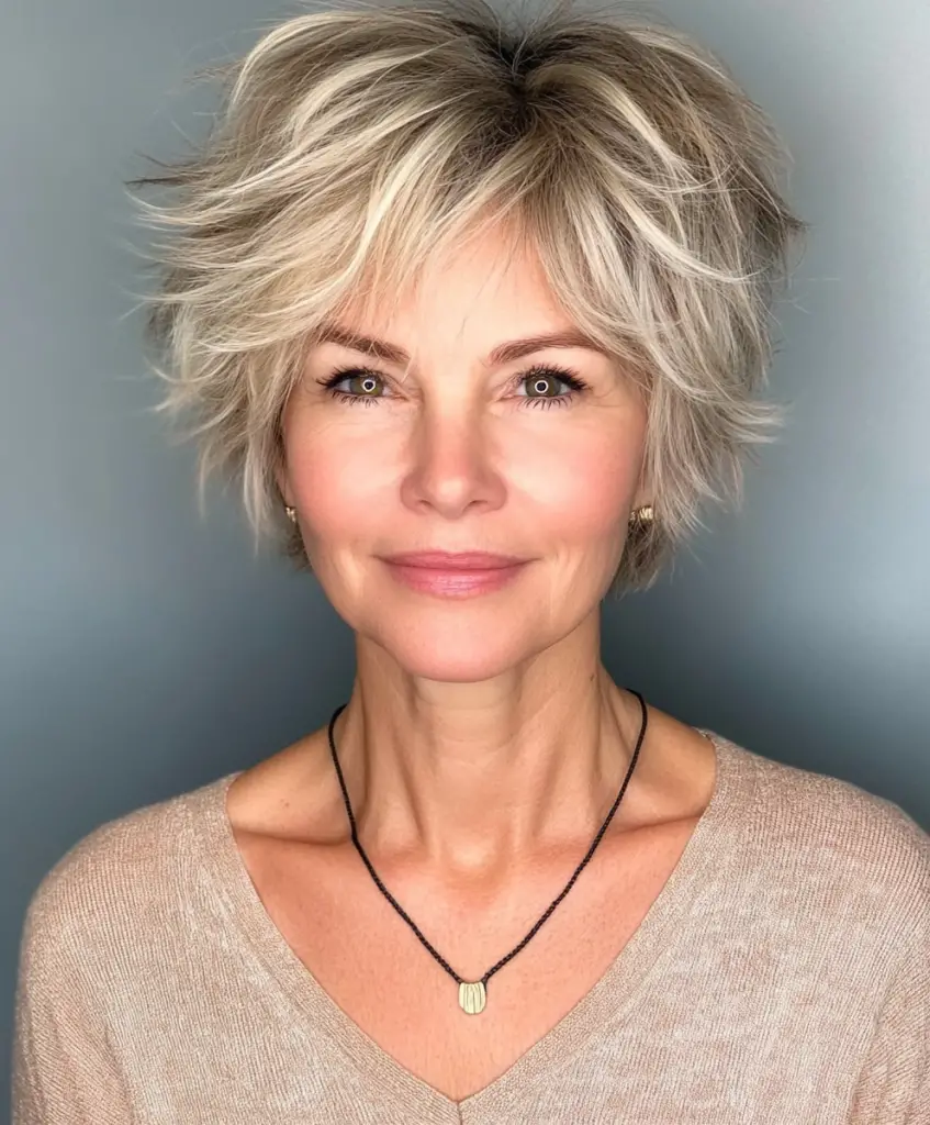 Textured short shag for fine hair