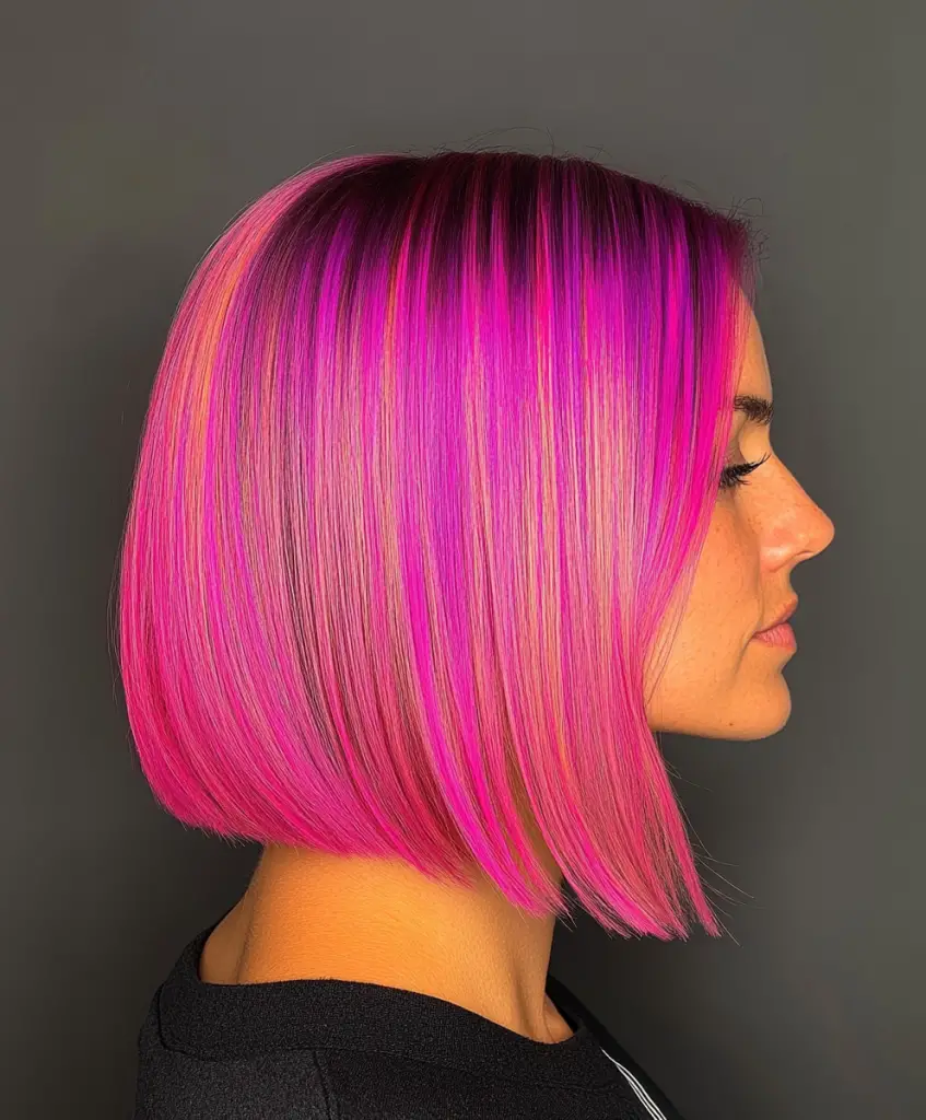 Hot pink holographic bob 