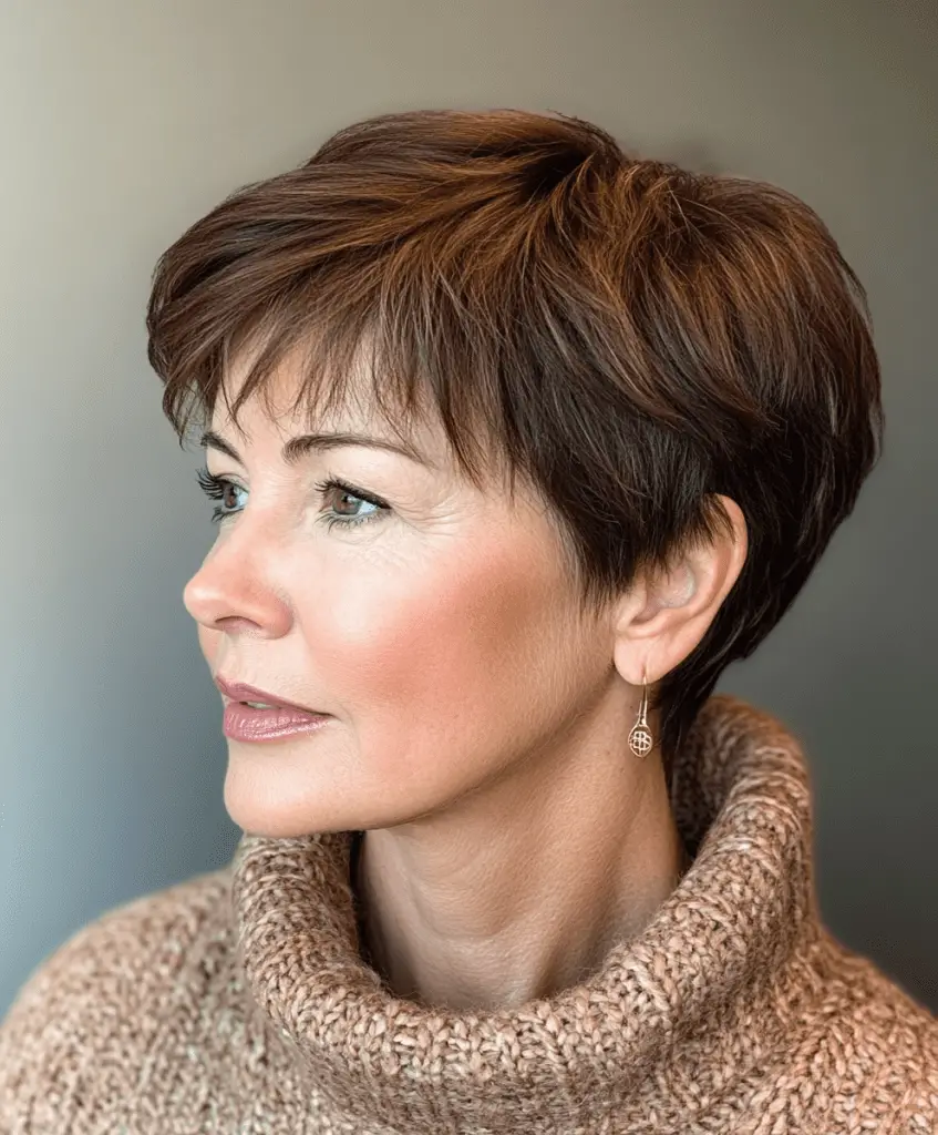 Classic pixie cut hairstyle for women over 50