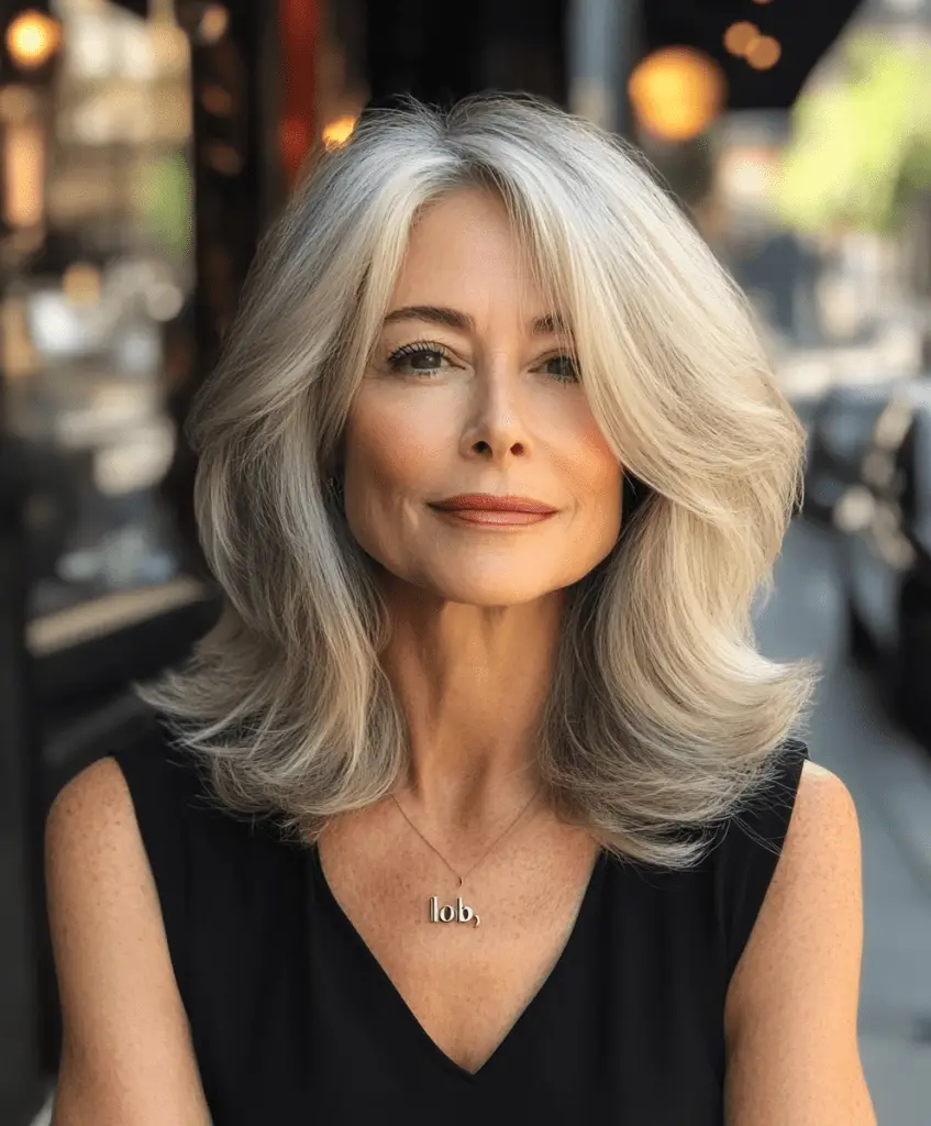 Long layered hairstyle for women over 50