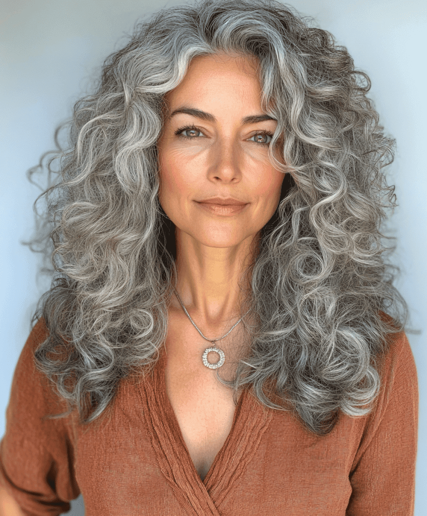 Curly lob (long bob) hairstyle for women over 50