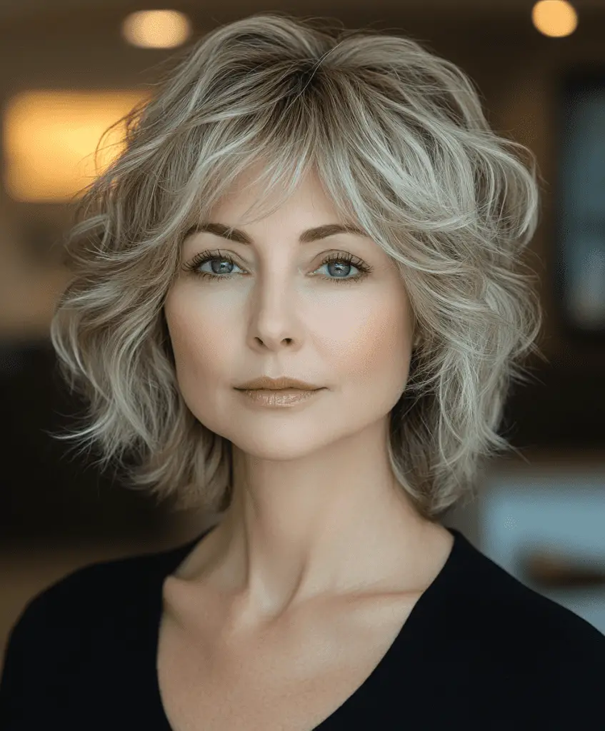 Long pixie cut with bangs for women over 60