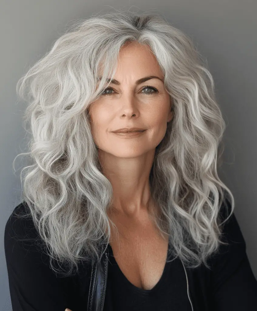 Soft curly waves hairstyle for older women