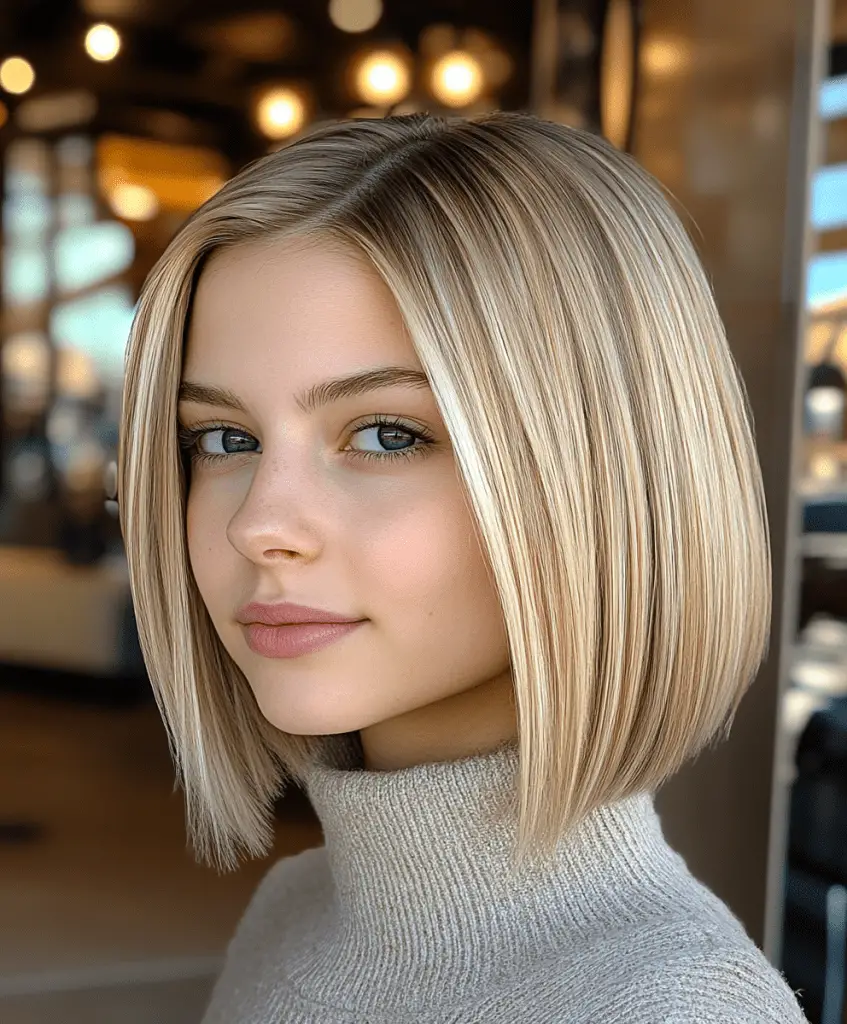 Short bob with subtle highlights for dimension