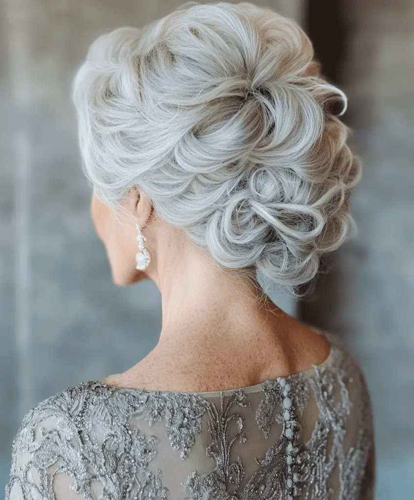 Curly updo hairstyle for women over 50