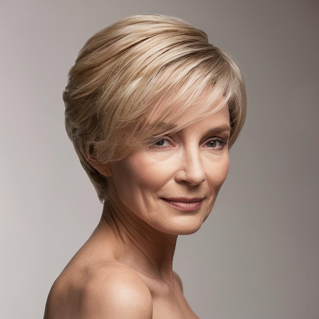 Rounded Pixie Cut for Women Over 60